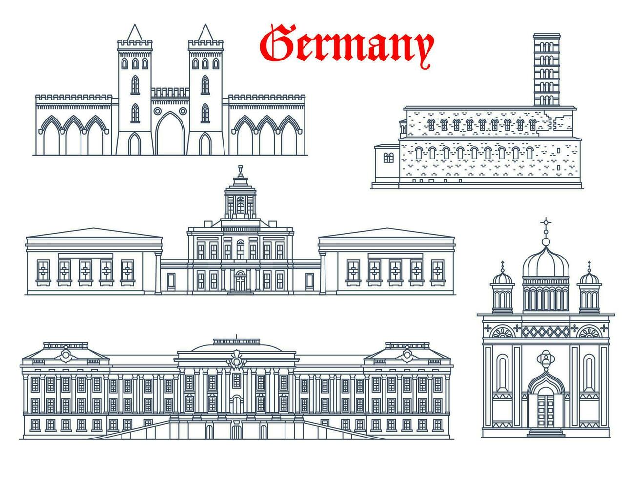 Germany architecture, Potsdam landmarks, palaces vector