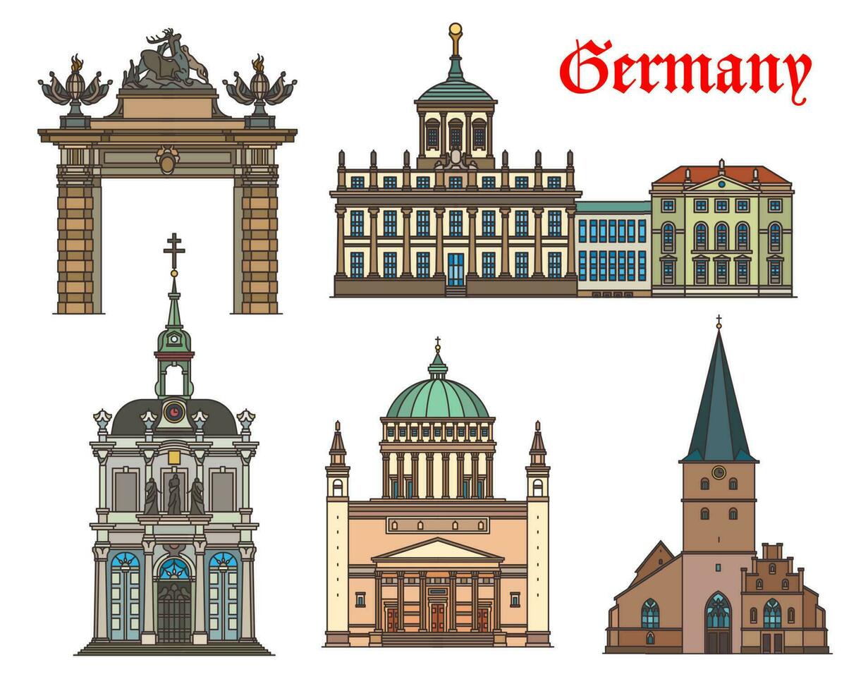 Germany churches, cathedrals in Potsdam and Bonn vector