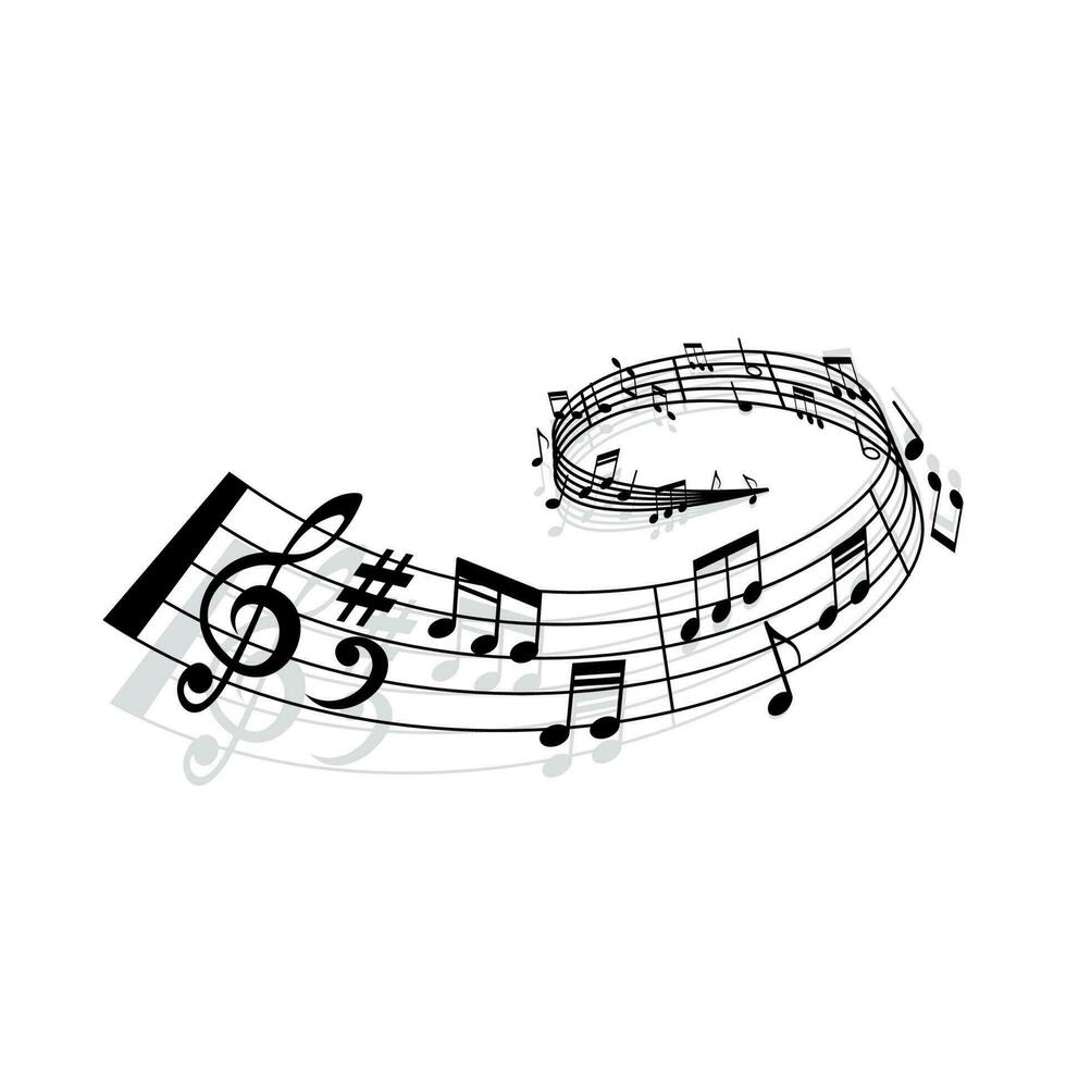 Music wave notes stave, concert or orchestra vector