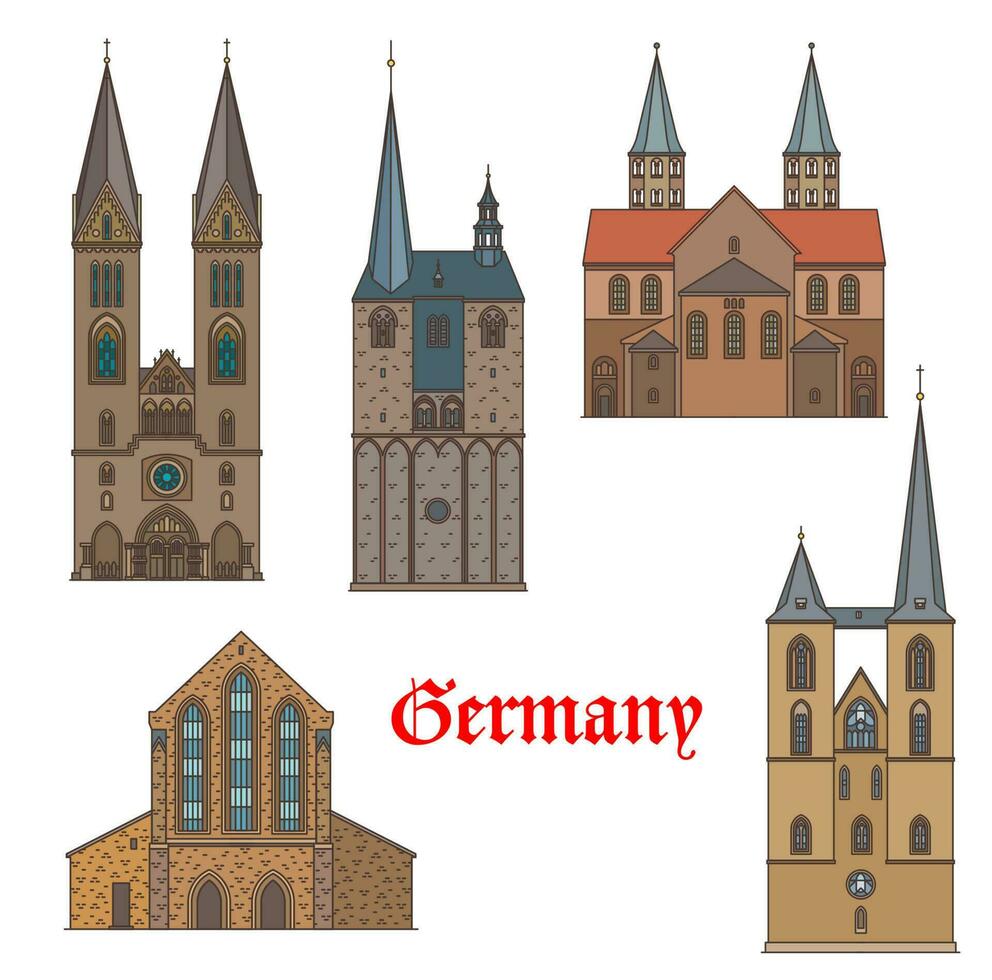 Germany architecture cathedrals of Quedlinburg vector