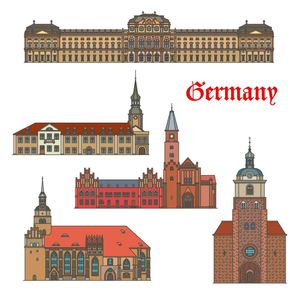 Germany cathedrals of Brandenburg and Wurzburg vector