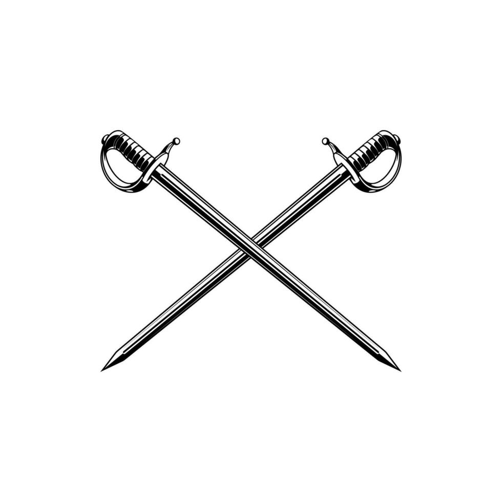 Crossed pirate sabers, swords, epees vector icon