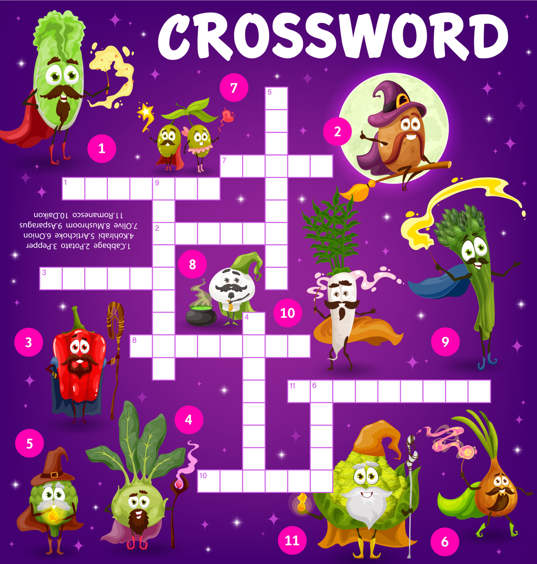Cartoon vegetable wizards crossword puzzle game 23592730 Vector Art at Cartoon vegetable wizards crossword puzzle game 23592730 Vector Art at