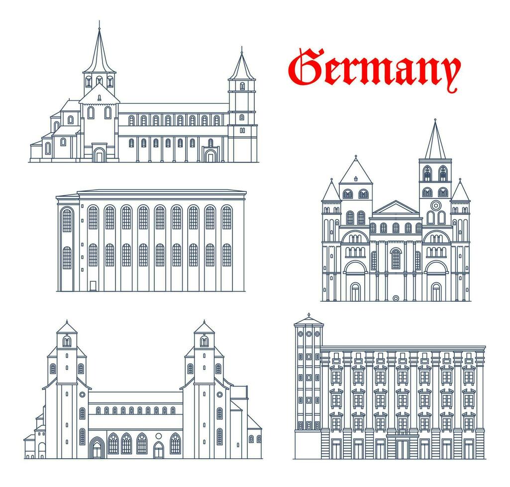 Alemania arquitectura de trier, hildesheim y linz vector