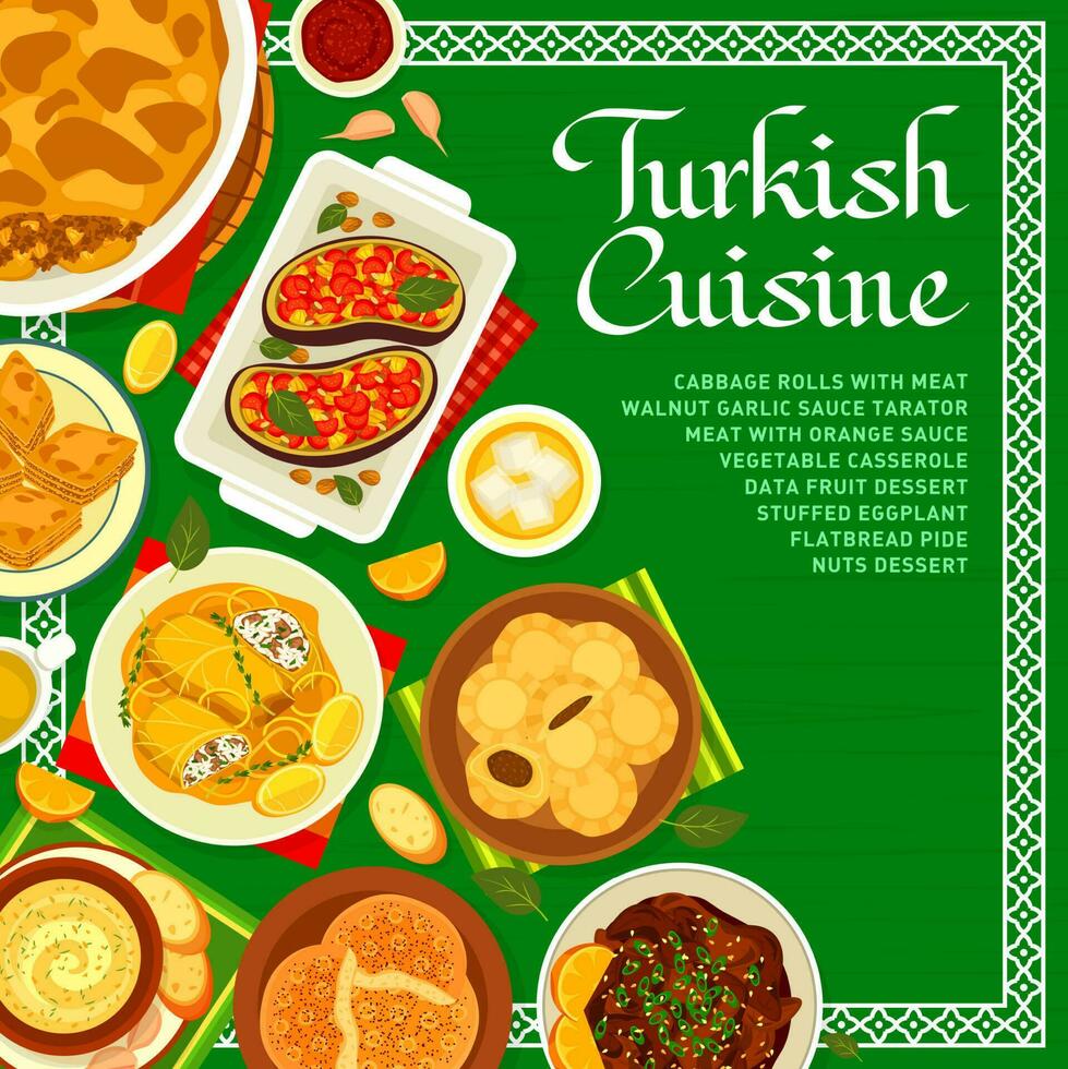 turco cocina menú cubrir modelo de halal comida vector