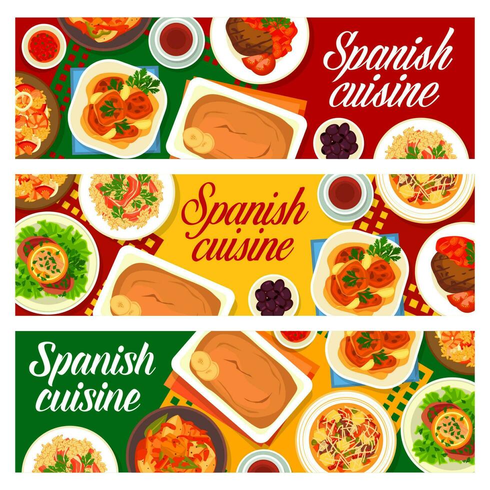 Español cocina vector pancartas comida comidas