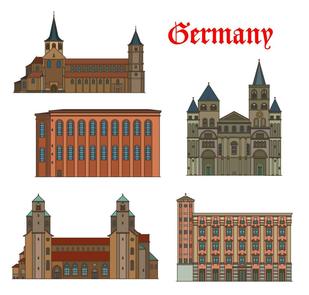 Germany buildings in Trier, Hildesheim and Linz vector