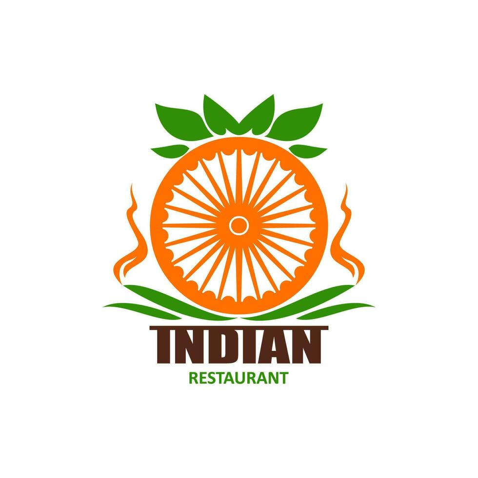 indian cuisine restaurant icon with dhama wheel vector