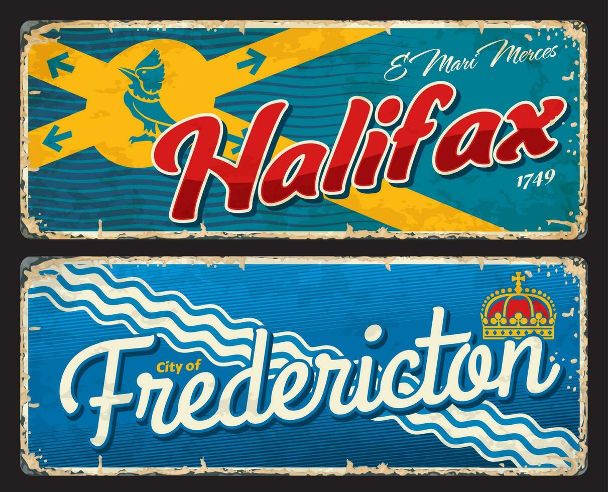 halifax, Fredericton canadiense ciudades platos señales vector