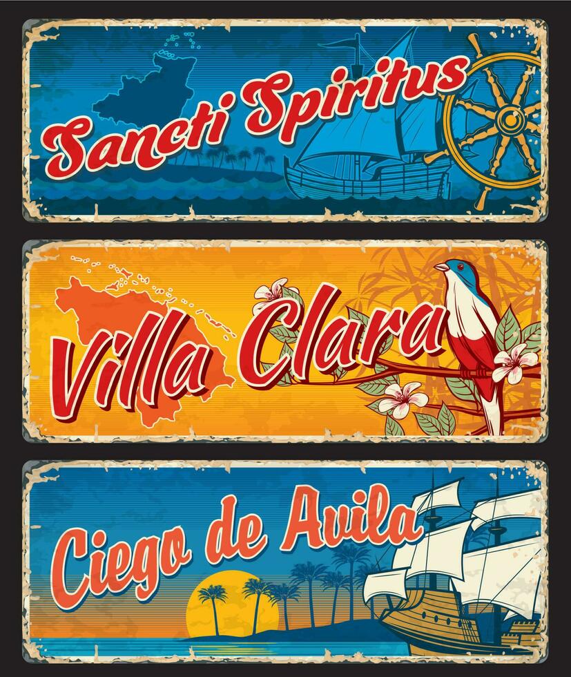 Villa Clara, Ciego de Avila, Sancti Spiritus plate vector