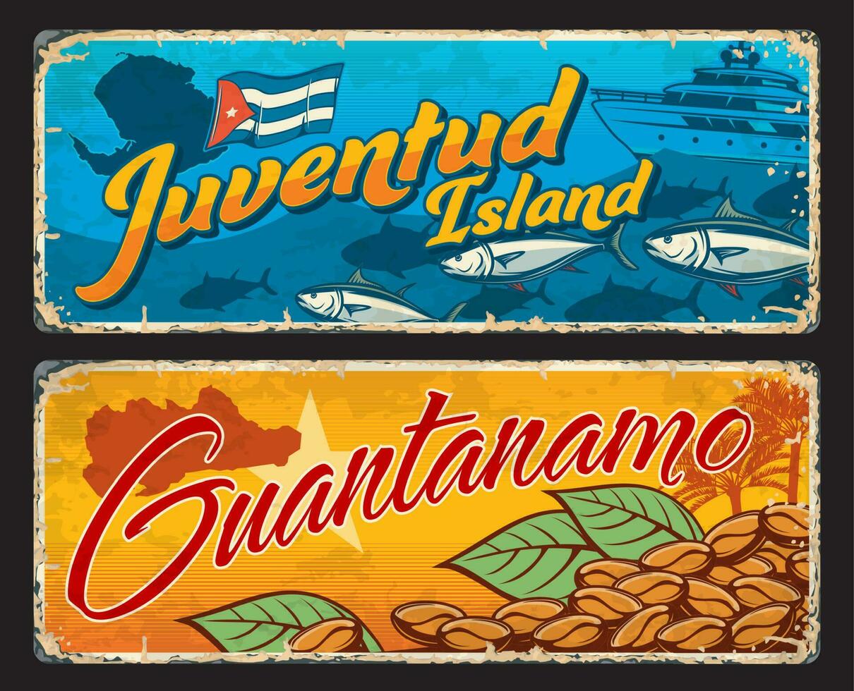 Isla de la Juventud, Guantanamo Cuban region signs vector