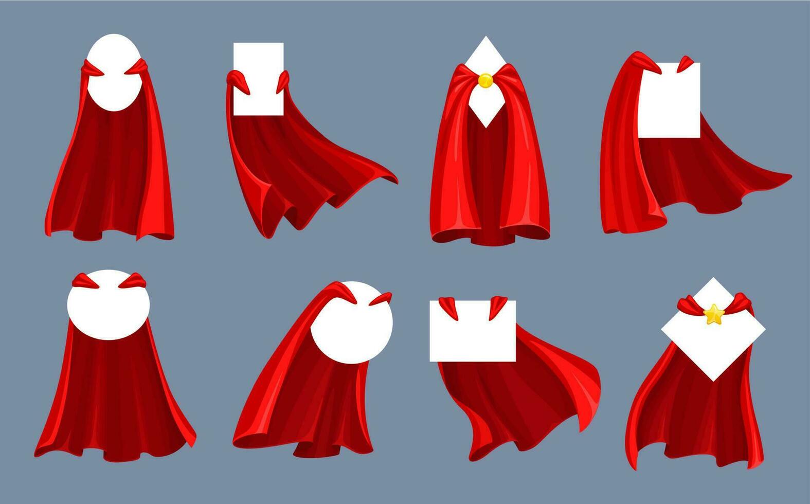 Hero and super hero red capes, cloaks with collar vector