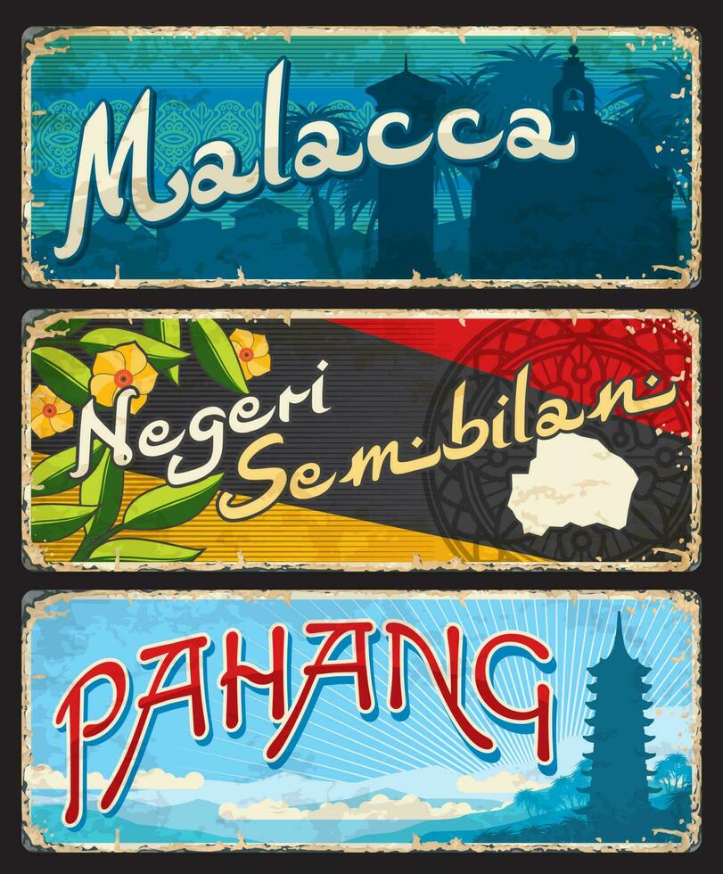 Malacca, Pahang, Negeri Sembilan regions plates vector