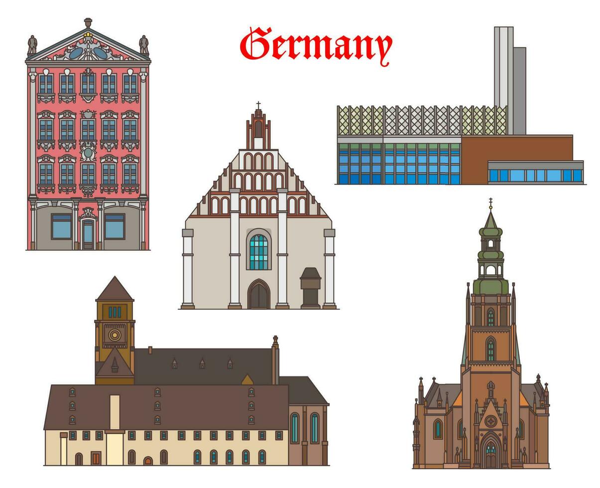Germany, Chemnitz, Kamenz, Zwickau architecture vector