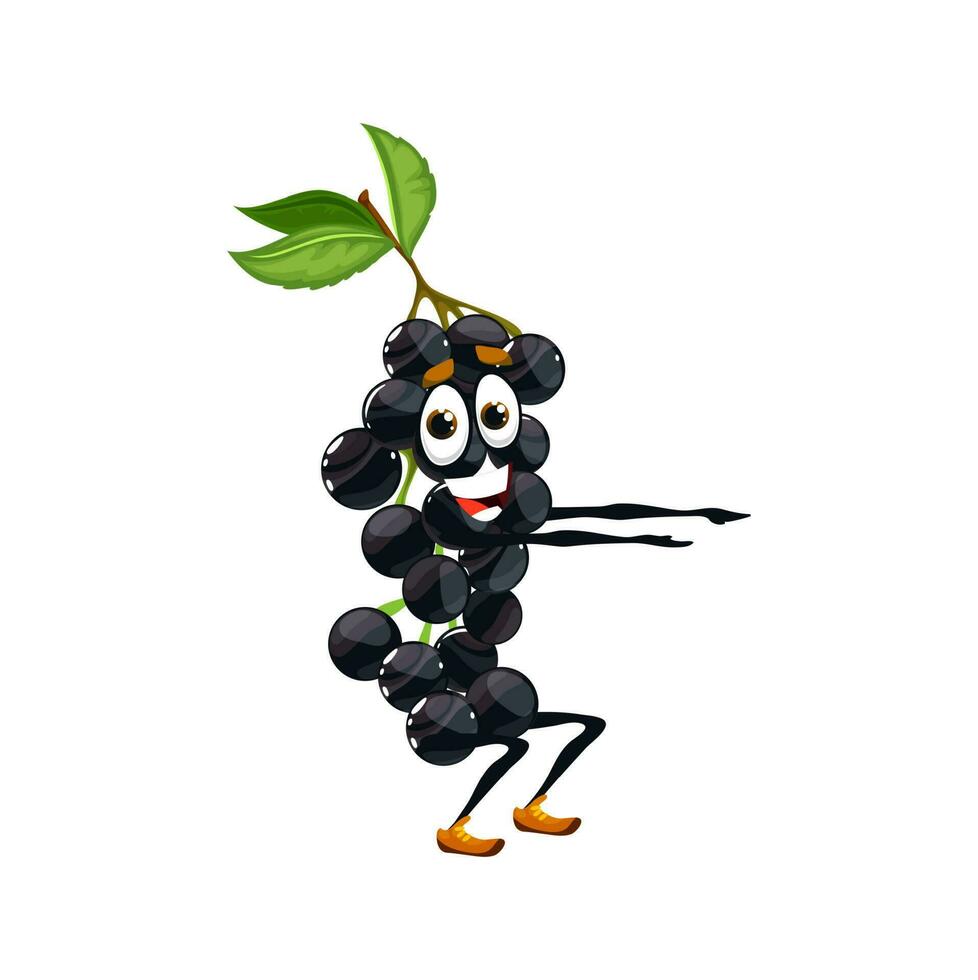 Cartoon bird cherry berry squatting, vector fruit