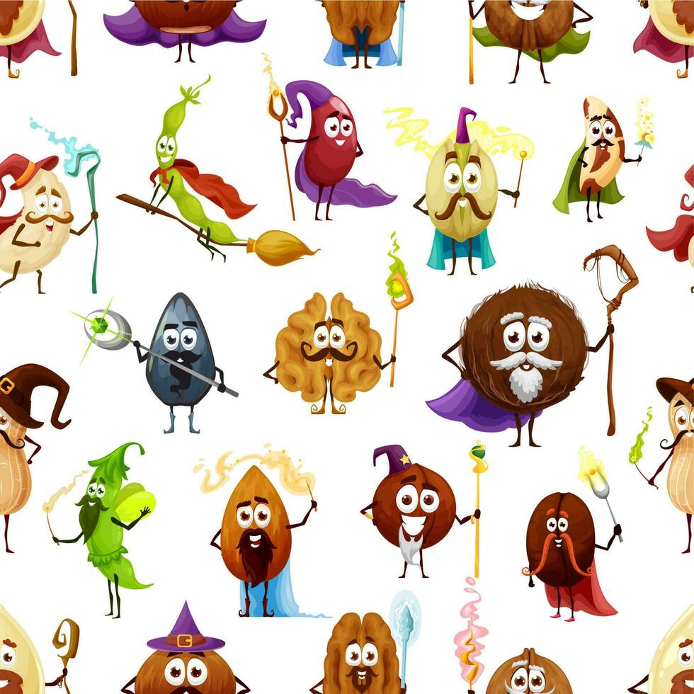 dibujos animados nueces, frijoles magos y magos modelo vector