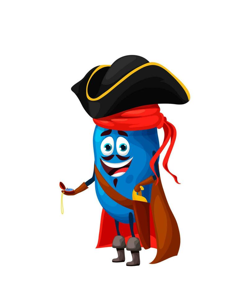 Cartoon funny honeyberry pirate captain character vector