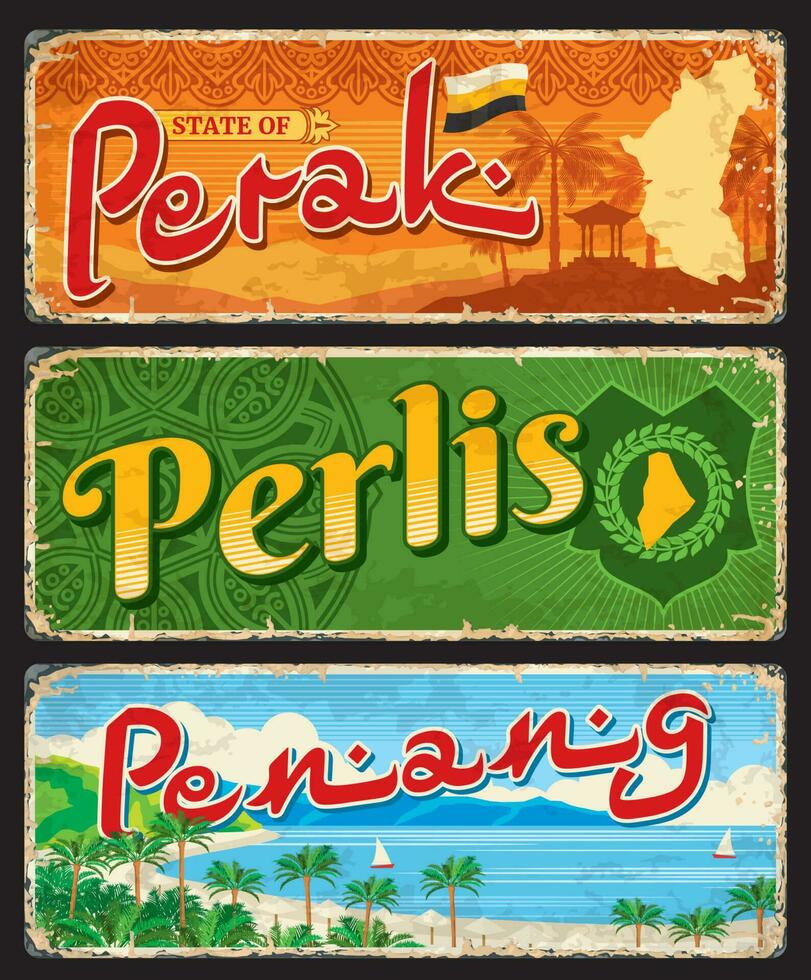 Perak, Penang and Perils, Malaysian regions travel vector