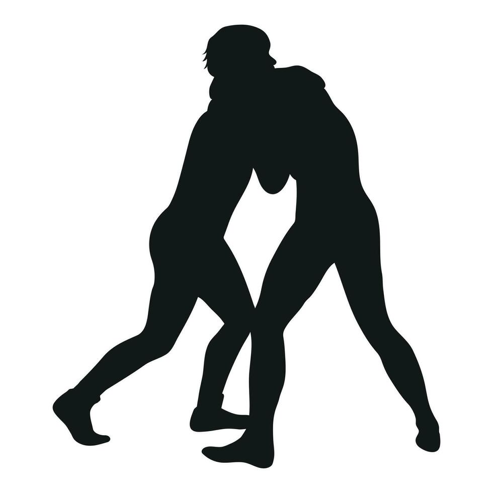 Vector black silhouette of a wrestler. Wrestling, duel, fight, struggle, combating. Greco Roman, freestyle, collegiate, scholastic, amateur  wrestling