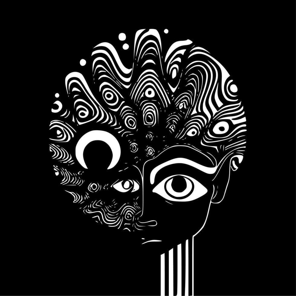 Psychedelic, Minimalist and Simple Silhouette - Vector illustration