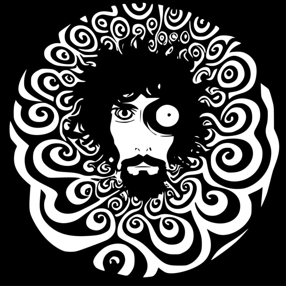 Psychedelic, Black and White Vector illustration