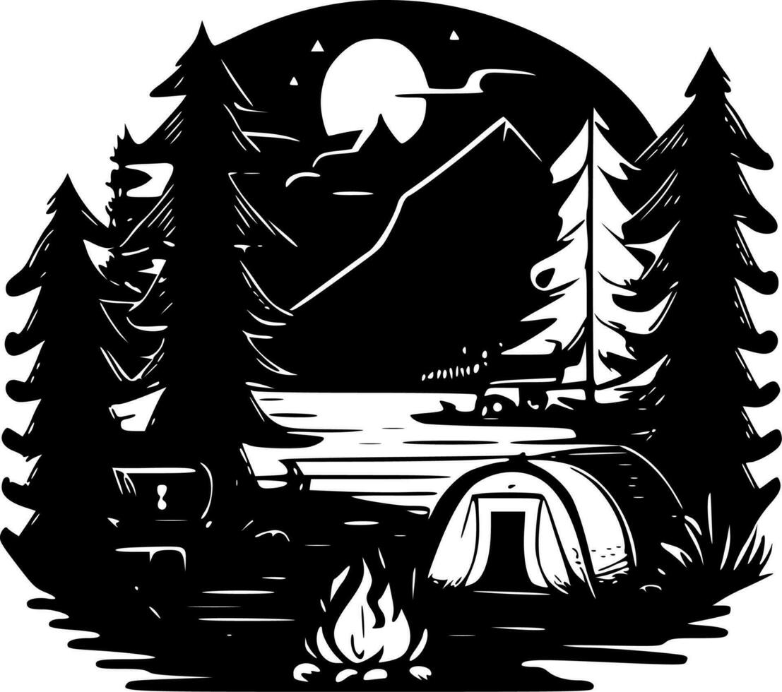 Camping - Minimalist and Flat Logo - Vector illustration