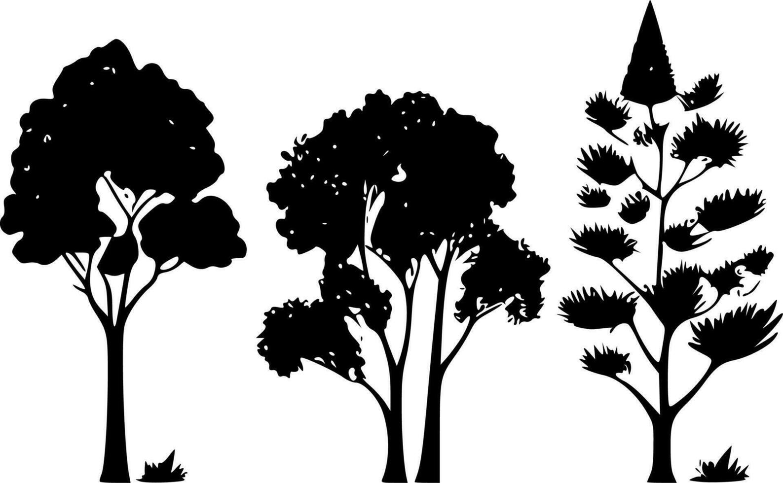 Trees, Black and White Vector illustration