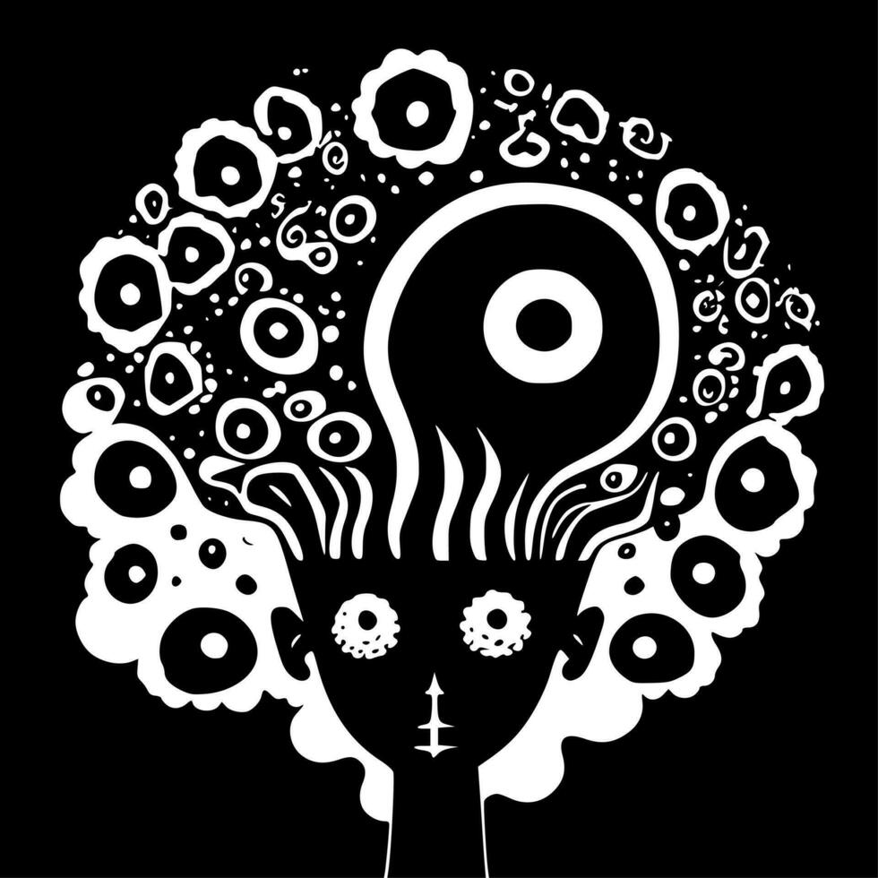 Psychedelic, Black and White Vector illustration