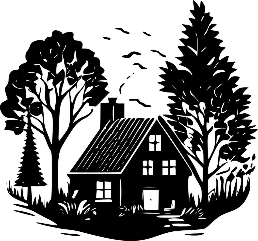 Cottagecore, Black and White Vector illustration