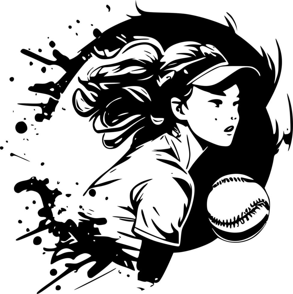 Softball - Minimalist and Flat Logo - Vector illustration