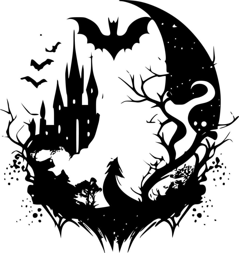 Fantasy - Black and White Isolated Icon - Vector illustration