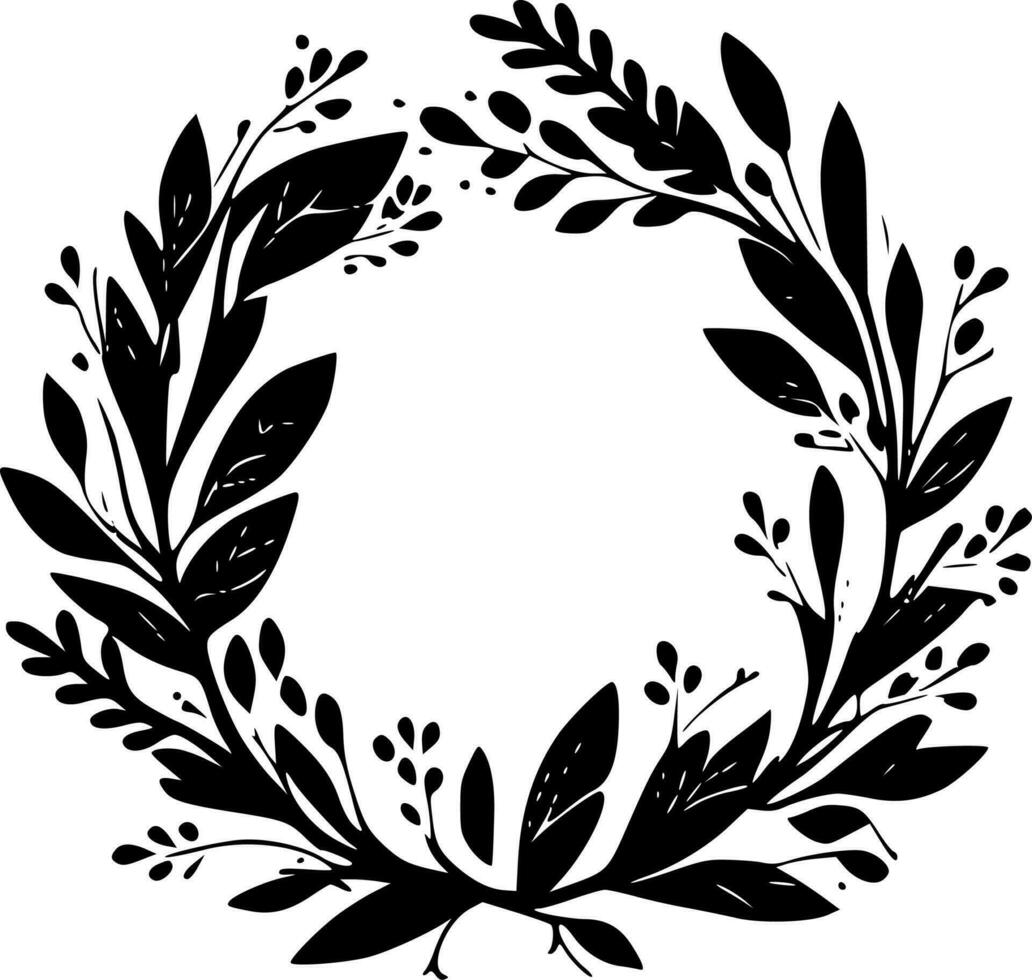 Wreath - Black and White Isolated Icon - Vector illustration