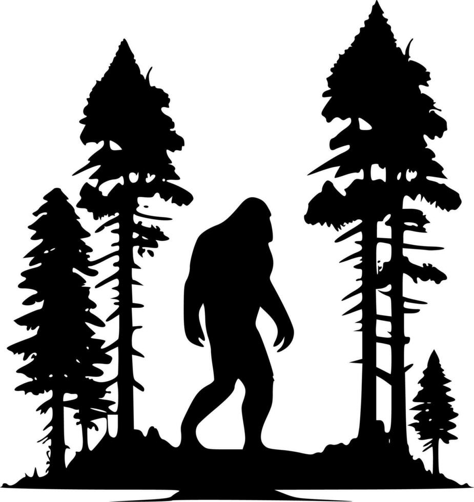 Bigfoot, Black and White Vector illustration