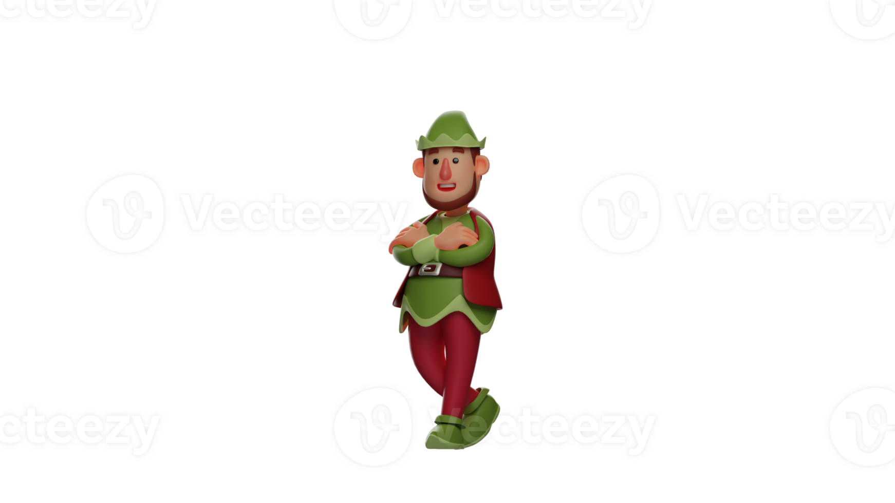 3D Illustration. Authoritative Elf 3D cartoon character. Elf stood up while citing. Elf smiled as he preached the situation around him. 3D cartoon character png
