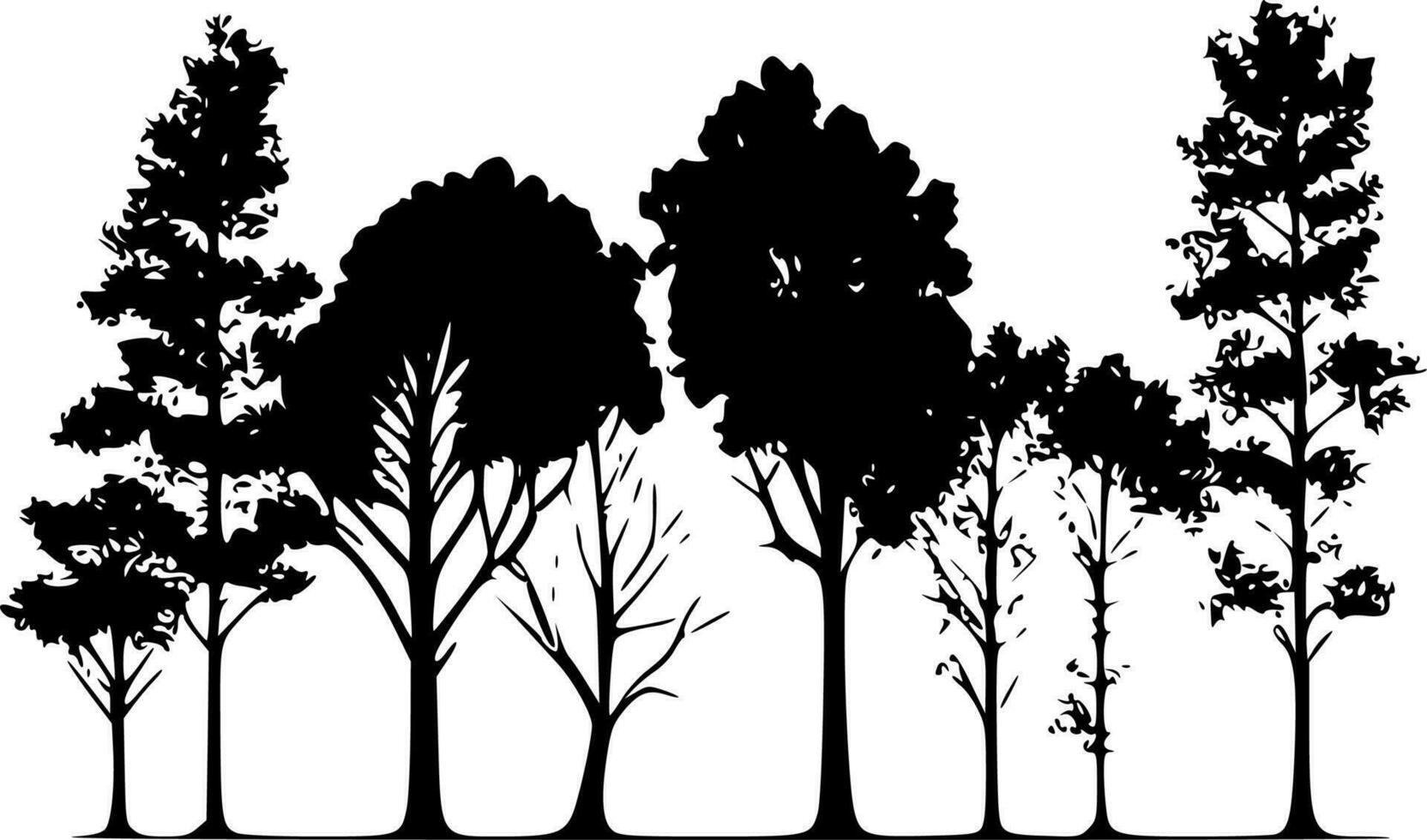 arboles - negro y blanco aislado icono - vector ilustración