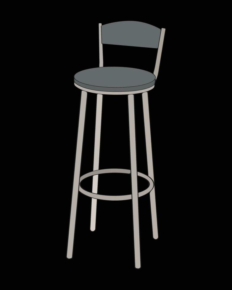 Bar stool perfect coloring vector . Vector art customizable illustration. Night club, drinking establishment, pub furniture. Vector isolated drawing art.