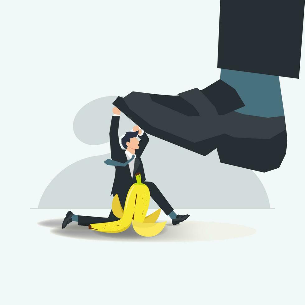 empresario proteger pies desde plátano cáscaras lealtad, fidelidad concepto vector ilustración