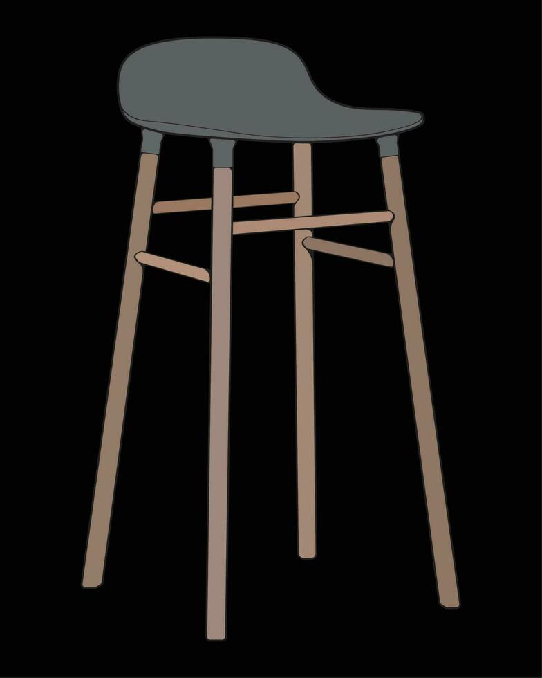 Bar stool perfect coloring vector . Vector art customizable illustration. Night club, drinking establishment, pub furniture. Vector isolated drawing art.