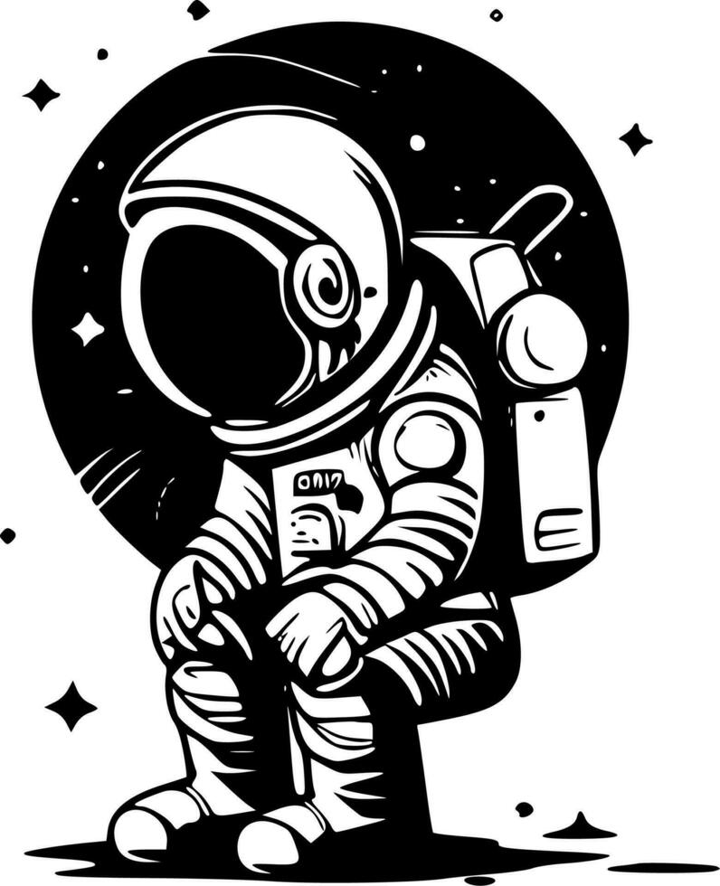 Astronaut, Black and White Vector illustration