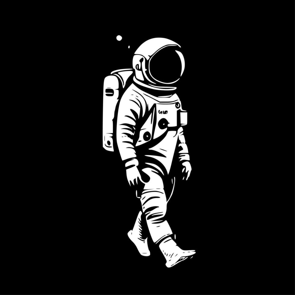 astronauta, negro y blanco vector ilustración