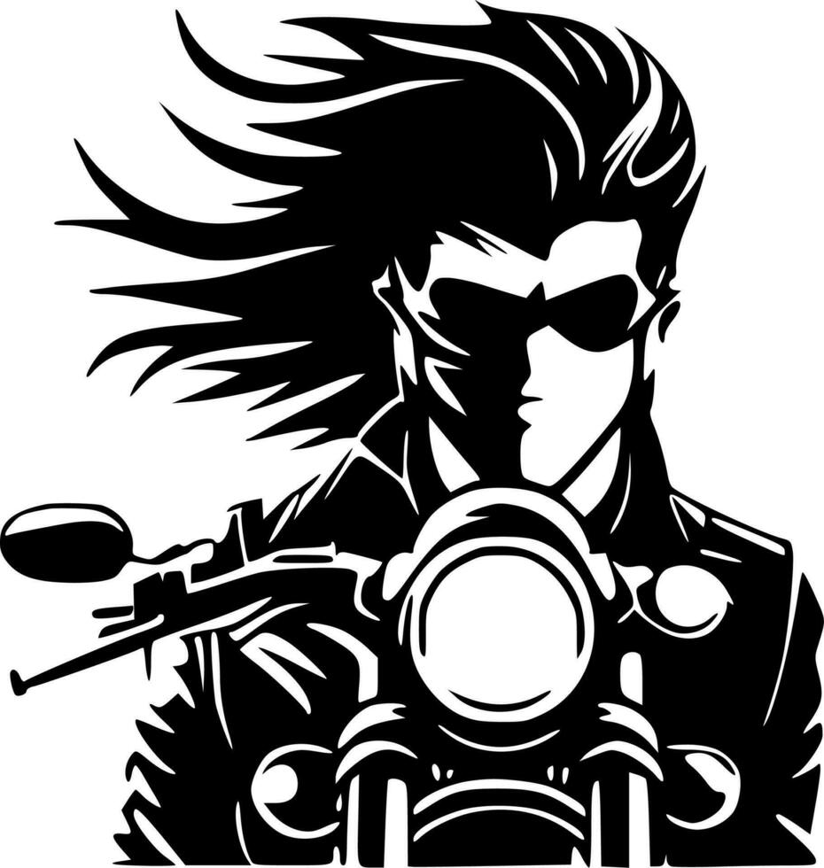 Biker, Black and White Vector illustration