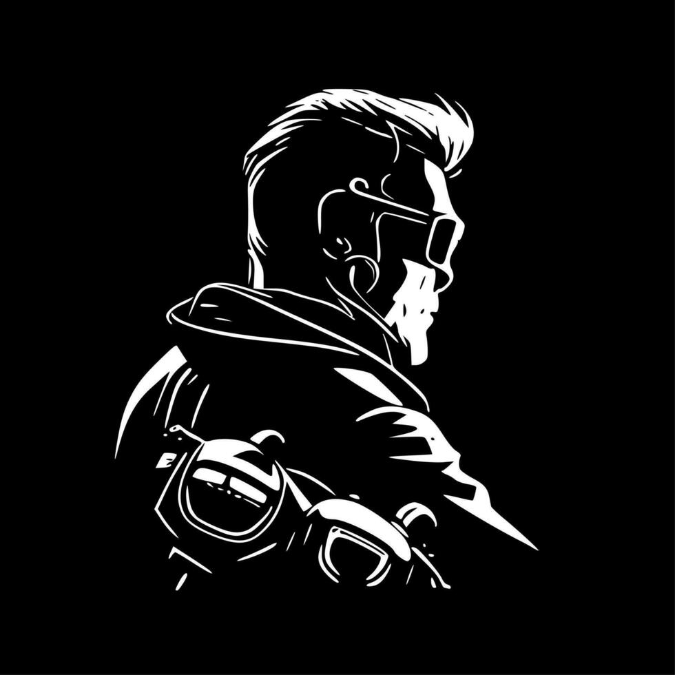 Biker, Minimalist and Simple Silhouette - Vector illustration