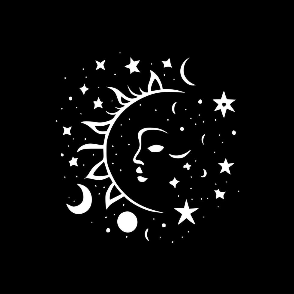 Celestial, Black and White Vector illustration