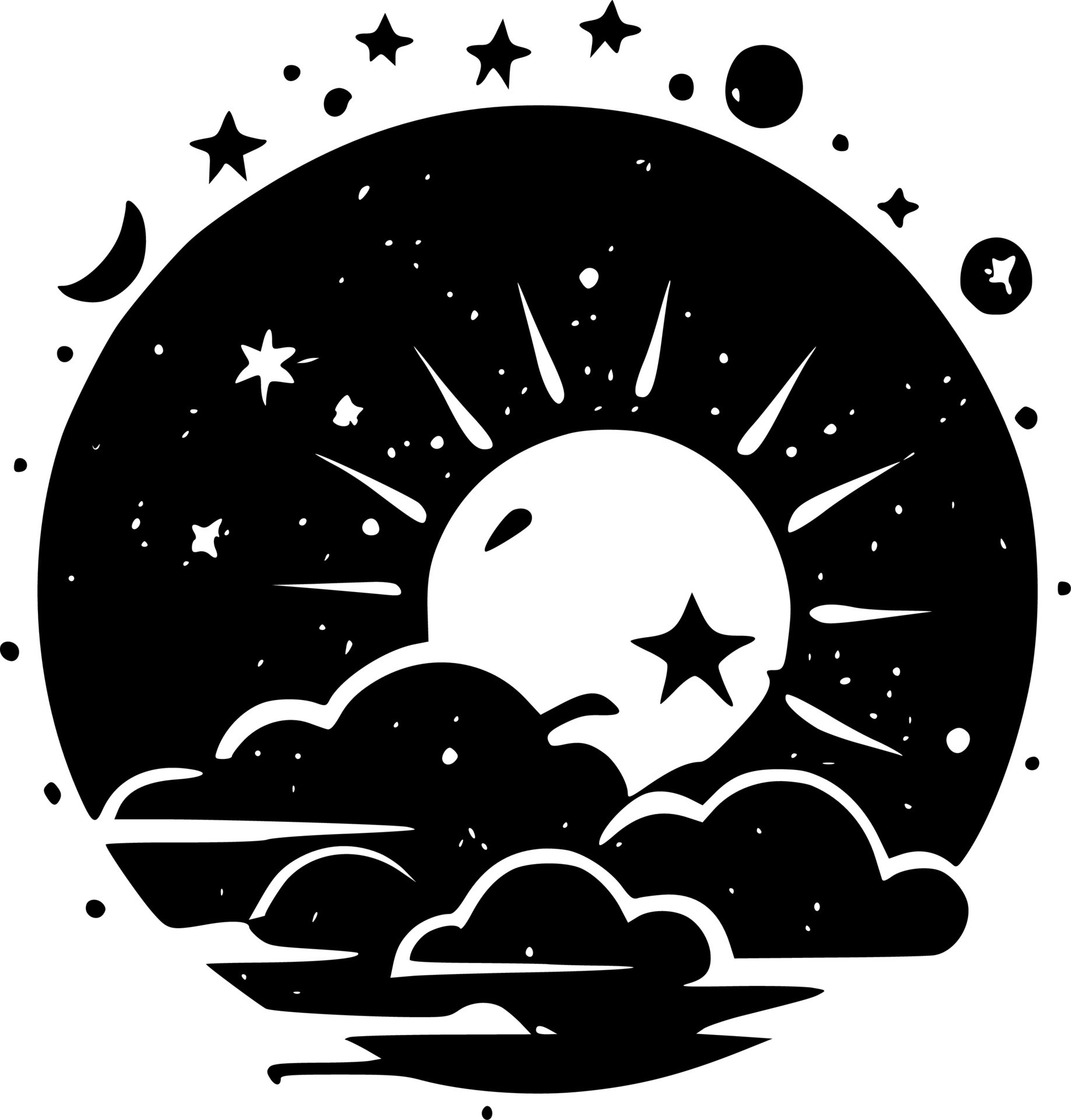 Celestial, Black and White Vector illustration 23593280 Vector Art at ...