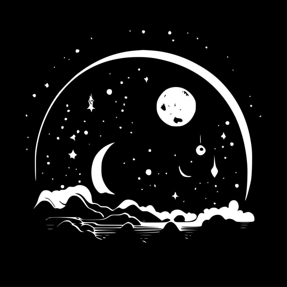Celestial, Black and White Vector illustration