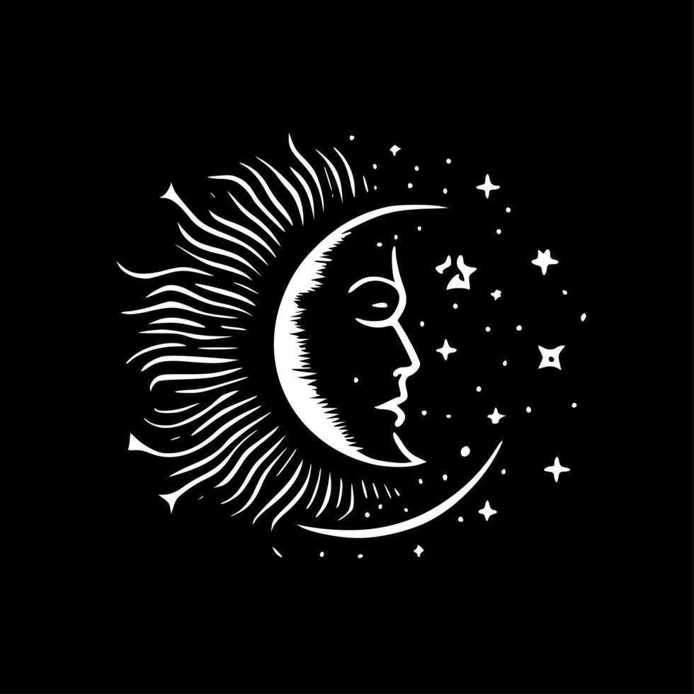 Celestial, Black and White Vector illustration