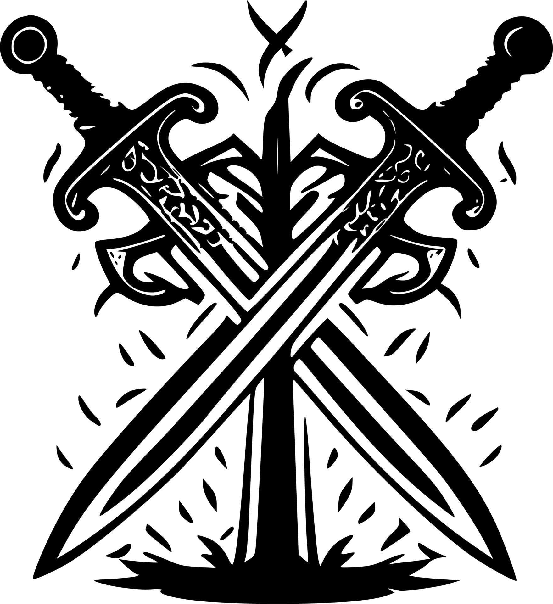 Crossed swords illustration Black and White Stock Photos & Images - Alamy