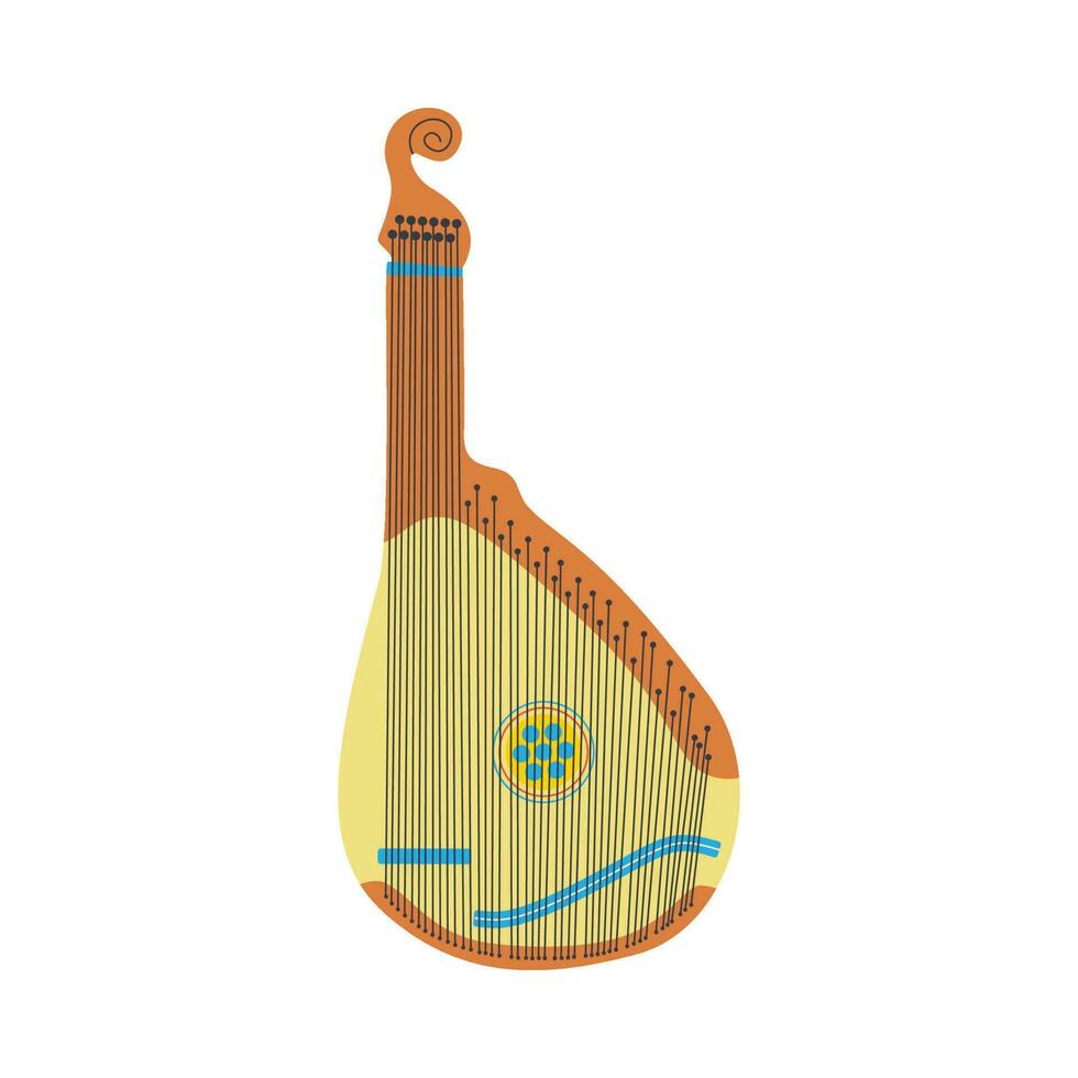 Musical instrument, bandura. Ukrainian symbols. vector