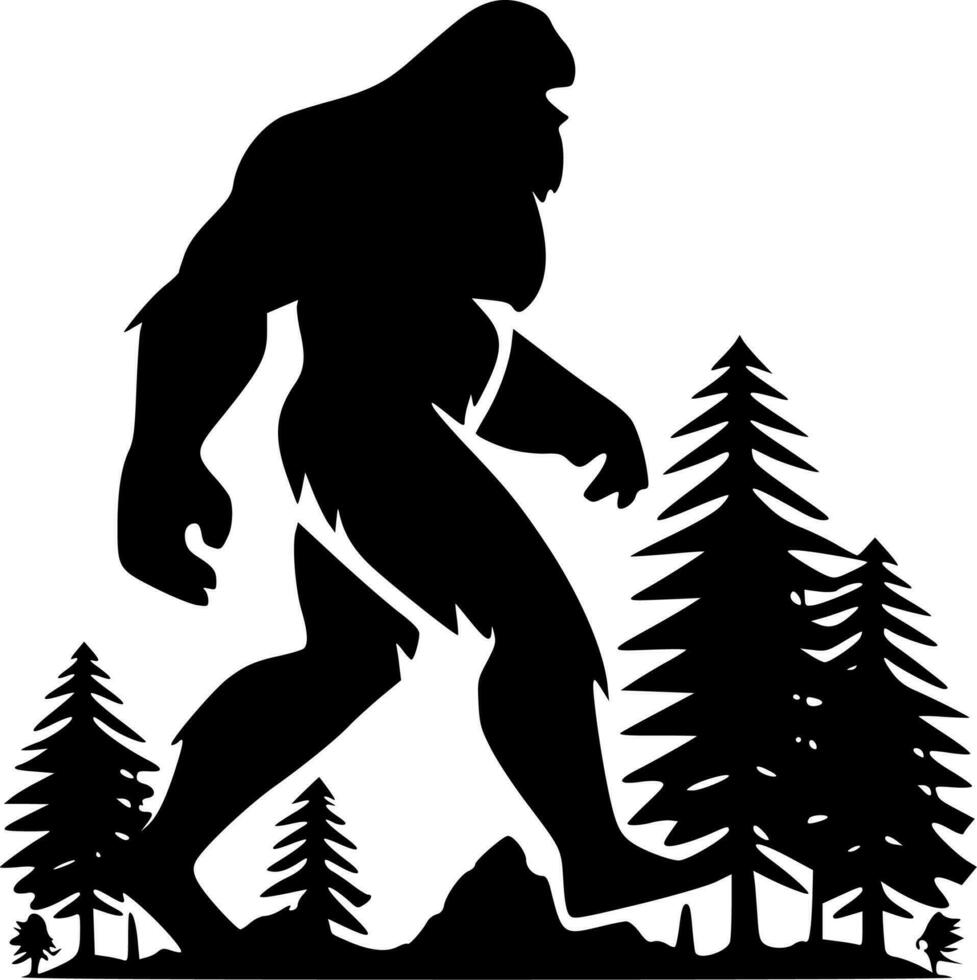 Bigfoot, Black and White Vector illustration