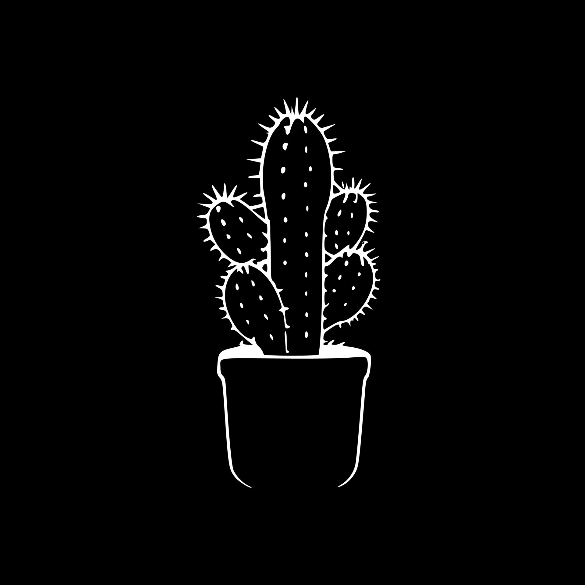Cactus, Black and White Vector illustration 23593370 Vector Art at Vecteezy